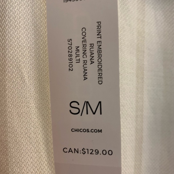 Chico's White, Ivory and Olive Leaves Tassel Kimono NWT OS M-4x - Picture 5 of 8